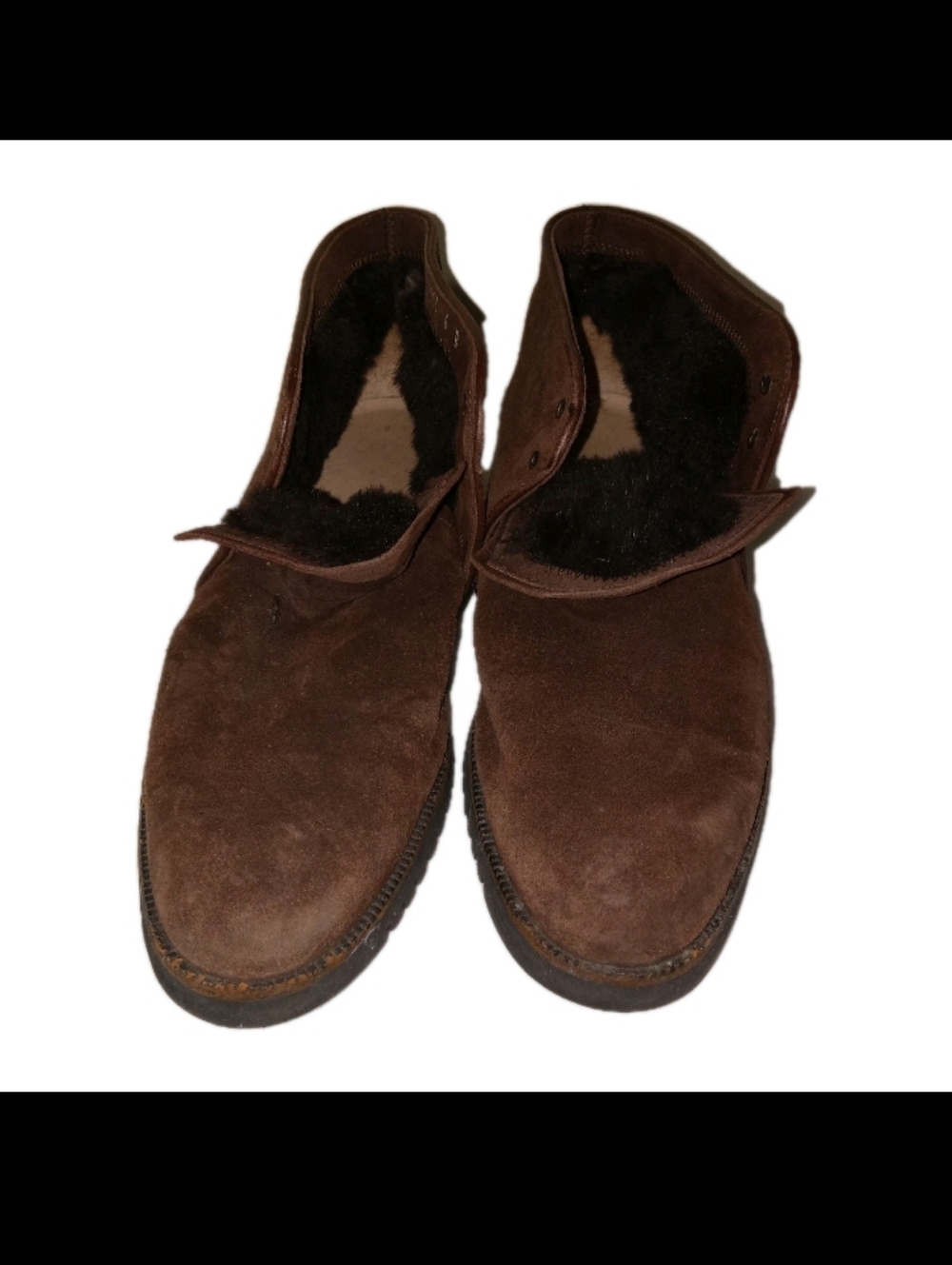 Vintage Salvatore Ferragamo Brown Suede Fur Lined Chukka Boots 6B - Picture 10 of 10